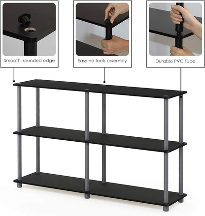 Furinno TURN-N-TUBE Storage Shelves, 3-Tier 47.4 Wide Book Shelf, Corner Shelf - Image 5