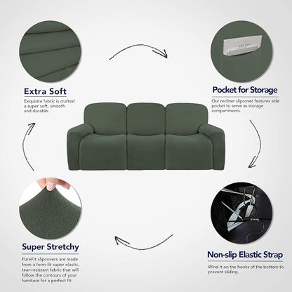 PureFit Super Stretch 3 Seats Recliner Sofa Couch Cover - Image 3