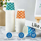 JollyPack 1200 Pack 3 oz Disposable Bathroom Paper Cups, Small Mouthwash Cups in Orange, Blue, and Green, Great for Candy, Biscuits, Bathroom Use, Parties, Picnics, and Travel