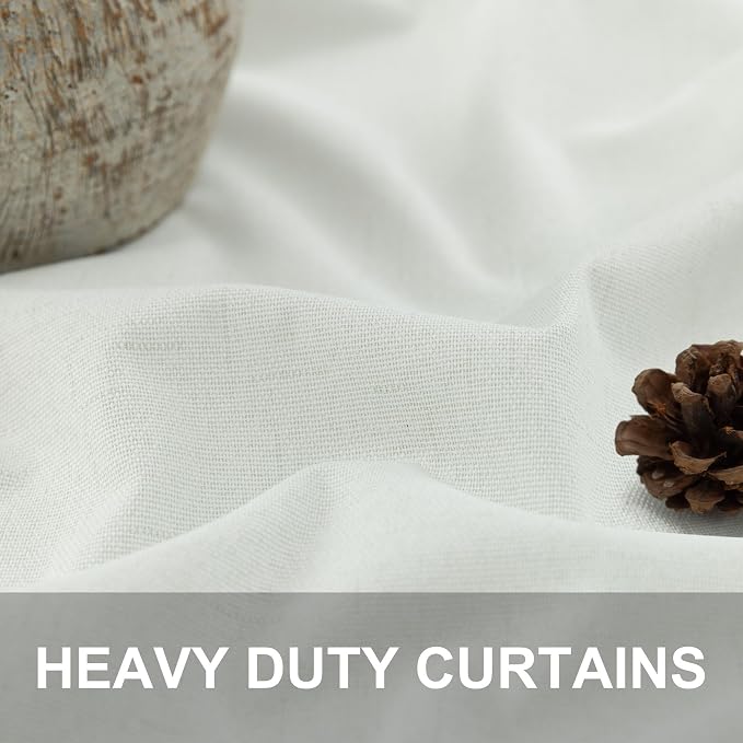 Ivory 100% Blackout Curtains 96 Inches Long 2 Panels Farmhouse Style Bedroom - Image 3