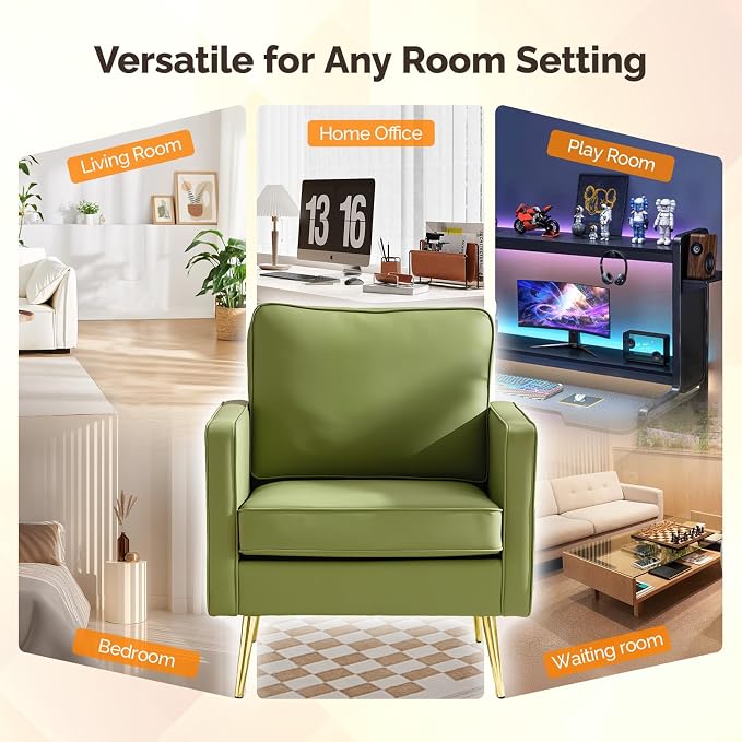 VINGLI Modern PU Leather Accent Chairs Set of 2, Single Sofa Chair - Image 8