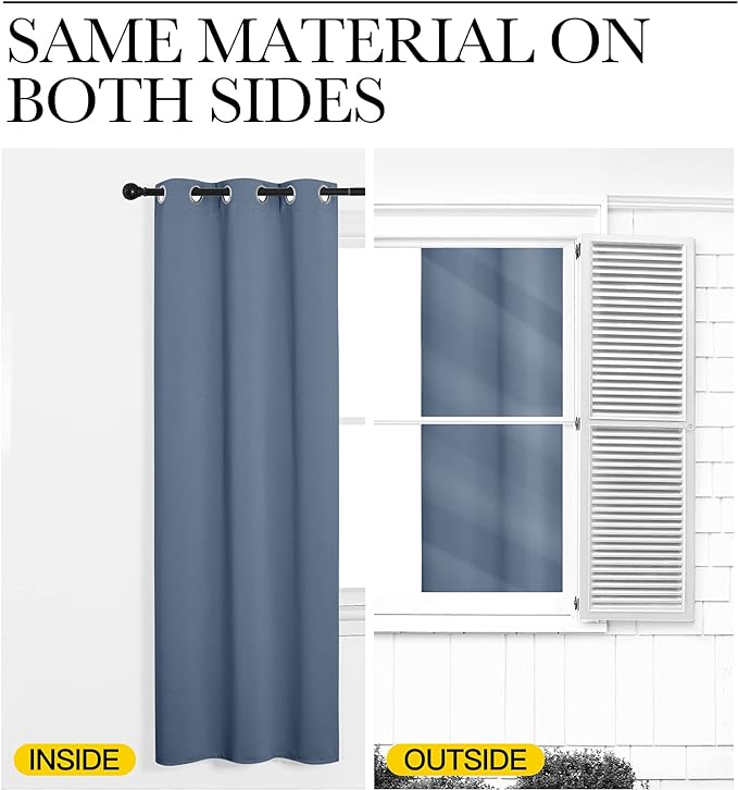 NICETOWN Short Curtains for Kitchen, Stone Blue, 1 Pair, 42 inches Wide by 78 - Image 6