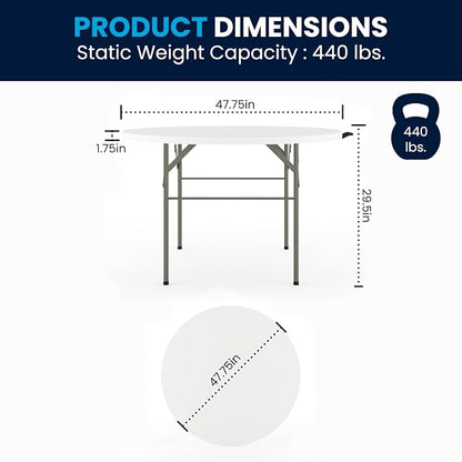 Flash Furniture Freeman 4' Round Plastic Folding Table - Image 3