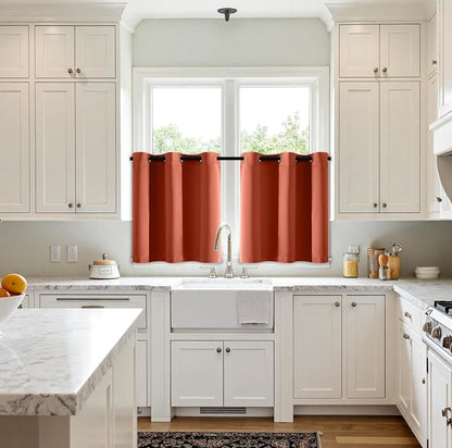 MIULEE Fall Blackout Curtains for Bedroom 2 Panel 40"x36" Long Burnt Orange | - Image 2
