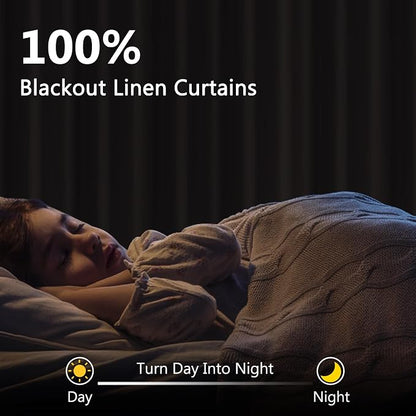 Extra Long 100% Blackout Linen Curtains - Image 2