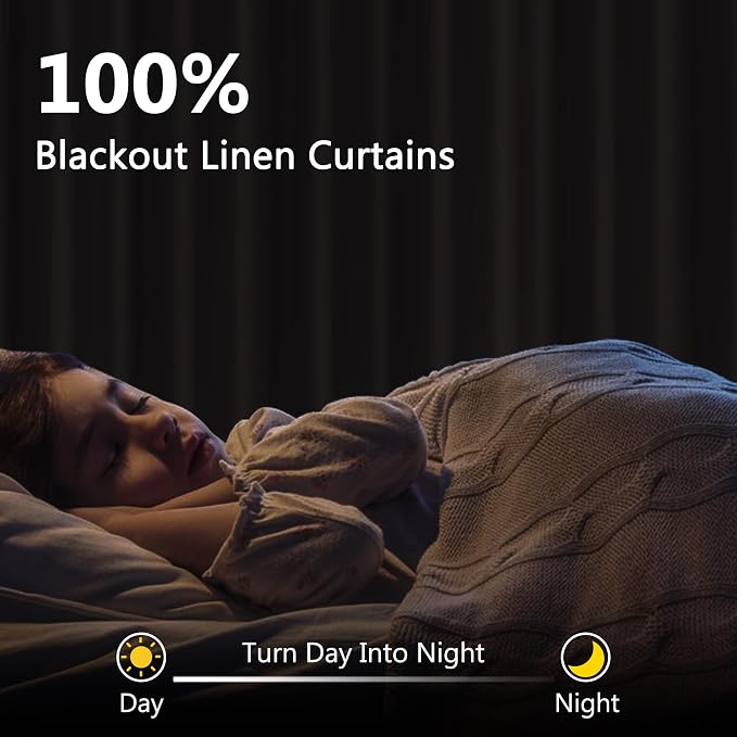 Extra Long 100% Blackout Linen Curtains - Image 2