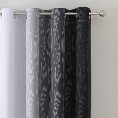 Black and Greyish White Ombre Blackout Curtains - Image 4