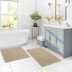 Arotive Luxury Chenille Bathroom Rug Mat, Extra Soft Thick Absorbent Shaggy Bath Rugs, Non-Slip Machine Wash Dry, Plush Bath Mats for Bathroom, Shower and Tub, 47x20, Beige