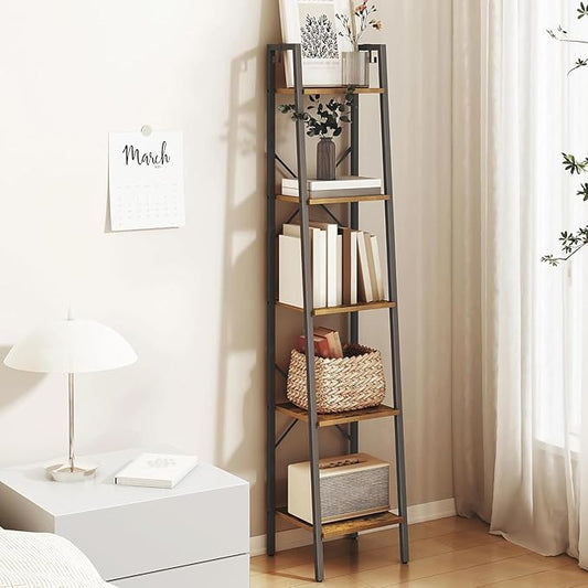 Hzuaneri Ladder Shelf, Bookshelf Bookcase, Freestanding Corner Storage Shelve by Hzuaneri