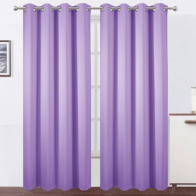 Lilac Blackout Curtains 52 x 84 inch/Lavender Curtains Set of 2 Panels/Thermal by Lemomo