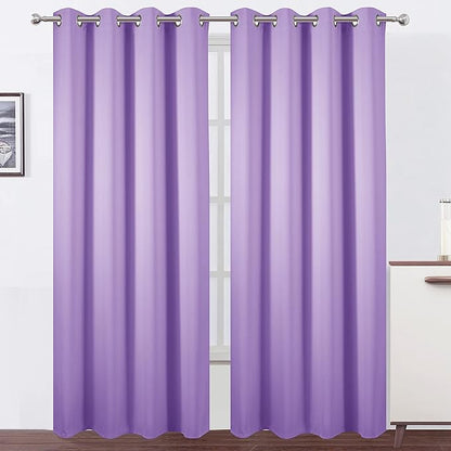 Lilac Blackout Curtains 52 x 84 inch/Lavender Curtains Set of 2 Panels/Thermal by Lemomo