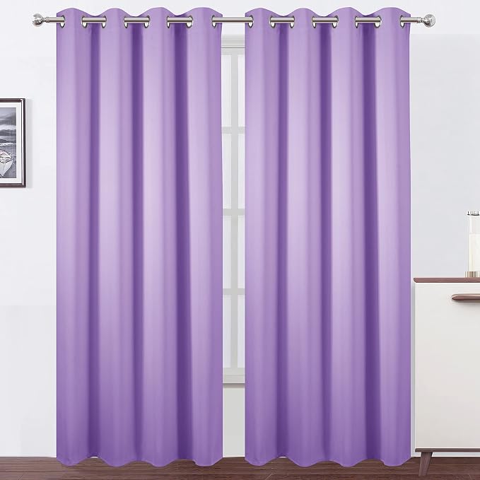 Blackout Curtains 52 x 95 inch/Lavender Curtains Set of 2 Panels/Thermal by Lemomo