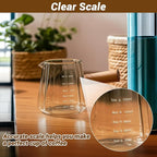 Espresso Measuring Cup 6 Oz, Espresso Glass Cups with Wood Handle, Milk Frothing Cup, Espresso Cup for Coffee, Milk, Tea or Maple Syrup Serving