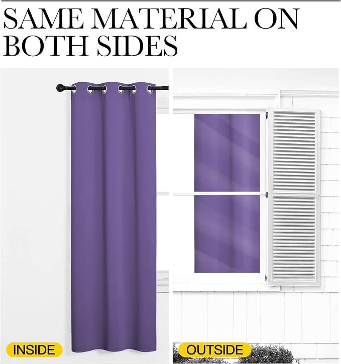 NICETOWN Lilac Purple Blackout Curtains 108" Long, 2 Pieces - Image 6