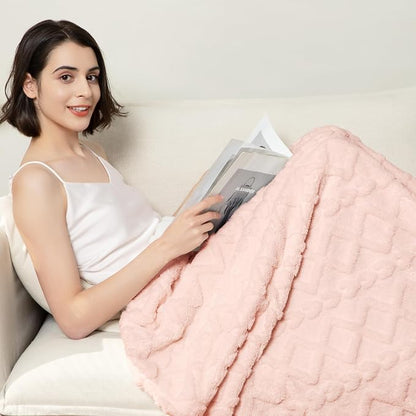 Aganear Fleece Throw Blanket for Bed Couch 90"x90" Pink | Lightweight Fuzzy - Image 4