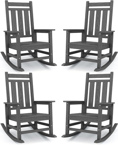 KINGYES Oversized Outdoor Rocking Chair Set of 4, All-Weather Patio Rocking by KINGYES