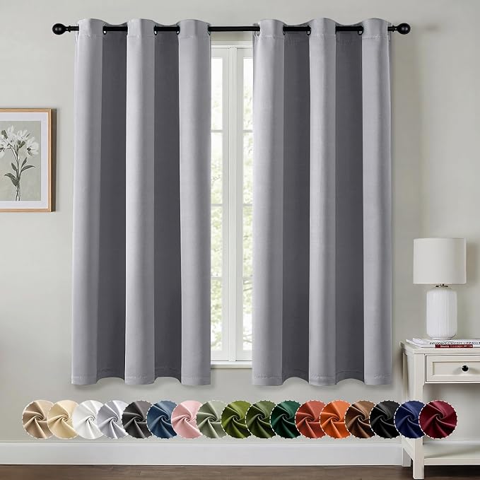 MIULEE Blackout Curtains for Bedroom 2 Panels 40 x 63 Inch Long Light Grey | by MIULEE