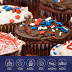 Twisweet Edible Patriotic Sprinkles 12oz, Red White and Blue Sugar Sprinkles Silver Star Mix, 4th of July American Sprinkle, Team USA Memorial Day Confetti, Cupcake Topper Cookie Ice Cream Cake Decorations, Independence Day Birthday Festival Party Supp...