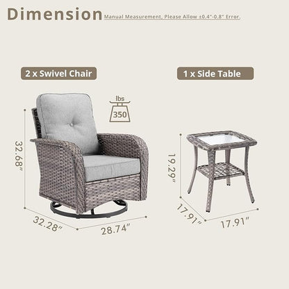 Outdoor Swivel Rocker Patio Chairs, 3 Piece Patio Furniture Set - Image 2