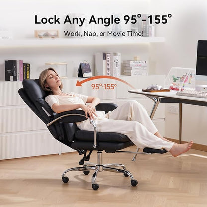 LEAGOO Office Chair with Foot Rest, Swivel Computer Desk Chair PU Leather - Image 4