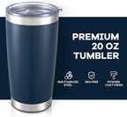 20 oz Tumbler with Lid Stainless Steel Double Wall Vacuum Insulated Tumblers Powder Coated Cups Travel Mug Keep Drinks Cold and Hot, Navy