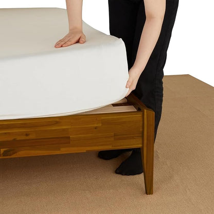 Bme Dinkee Wooden Queen Bed Frame, 15 Inch Height, Elegant Minimalist Modern - Image 11
