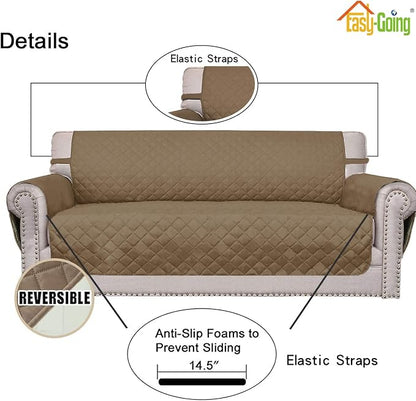 Easy-Going Reversible Couch Cover, 2 Cushion Sofa, Camel/Ivory | Machine - Image 3