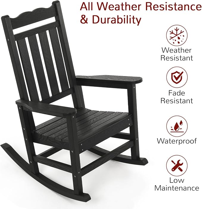 Stoog All-Weather Outdoor Rocking Chairs Set of 2, Oversized Rocking Chairs - Image 5