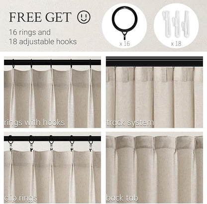 Topfinel 105 Inch Curtains 1 Panels Set, One Packs Pinch Pleat Back Tab Linen - Image 2