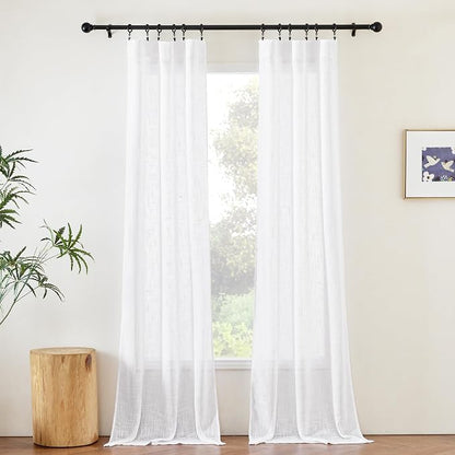 NICETOWN White Semi Sheer 90 inch Curtains - Image 2
