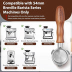 54mm Bottomless Portafilter - Breville Compatible Naked Portafilter, Rosewood Handle & 18-20g Filter Basket & Puck Screen Included, Fits Barista Express, Pro, Touch, Bambino Plus, Infuser