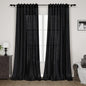 Solid Black Curtains 96 Inches Long 2 Panel Set Back Tab Sheer Black Linen by Nanspring