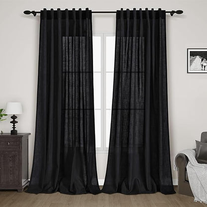 Extra Long Black Curtain 102 inches Long 2 Panels Set by Nanspring