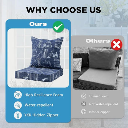 Outdoor Deep Seat & Back Cushion Set, 24 x 24 Inch Water Repellent and Fade - Image 6