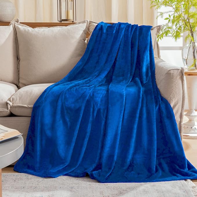 Royal blue Fleece Plush Throw Blanket 50"x70"for Couch Fuzzy Cozy Flannel | by JIAHANNHA