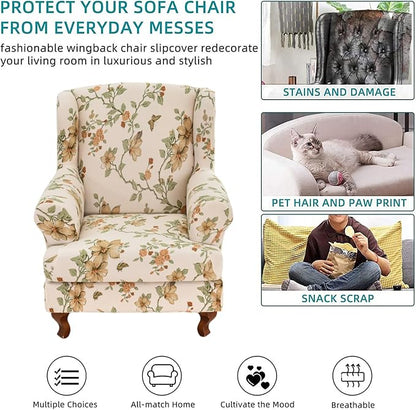 KRFOONN Wingback Chair Covers Slipcovers 2 Piece Stretch Wing Chair Covers - Image 6