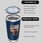 20oz Tumbler Bulk Stainless Steel Tumblers with Lid Vacuum Insulated Double Wall Travel Coffee Mug Powder Coated Tumbler Cup for Hot and Cold Drinks(Navy Blue, 1 pack)