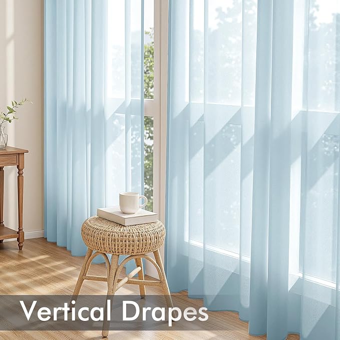 MIULEE Sky Blue Sheer Curtains 84 Inches Long 4 Panels 42 x 84 Inches | Light - Image 5