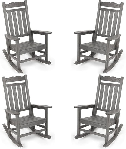 Stoog Patio Rocking Chairs Set of 4, All-Weather HIPS Outdoor Rocking Chair by Stoog