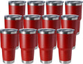 HASLE OUTFITTERS 30oz Stainless Steel Tumbler, Double Wall Vacuum Insulated Travel Mug Tumbler, Durable Insulated Coffee Mug, Gift Box Set (Red, 12)