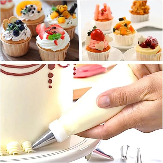 19-Inch Icing Bags Heavy Duty, AMBESTAR 100 Pieces Thick Anti-Burst Disposable Decorating Bags for all Size Tips Couplers and Baking Cookies Candy Supplies Kits, Large Cake Decorating Tools