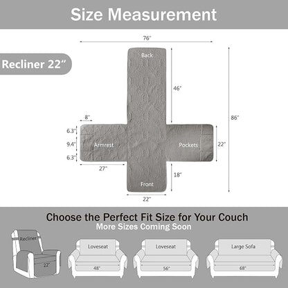 Gray Quilted Recliner Chair Covers, Waterproof Recliner Slipcovers, Lazy Boy - Image 6