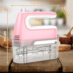 Hand Mixer Electric, 5-Speed Powerful 400W Motor, Hand Mixer Electric Handheld, Handheld Mixer with Turbo Boost & Storage Case, 2x Flat Beaters, 2x Dough Hooks, 1x Whisk for Baking (Pink)