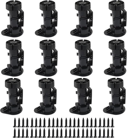 Jiozermi 12 Pack Black Plastic Cabinet Legs, Adjustable Furniture Feet - Image 5