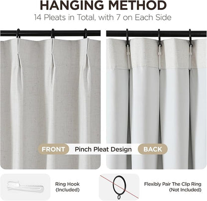 Joydeco Pinch Pleated Linen Curtains - Image 3
