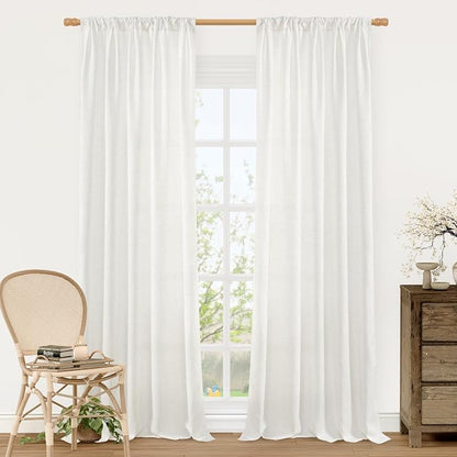 Natural Ivory White Linen Curtains by LAMIT