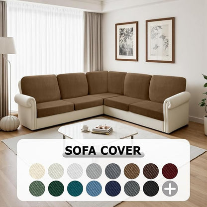 Arfntevss Sectional Couch Covers L Shape Couch Cushion Covers Slipcovers Fitted - Image 7