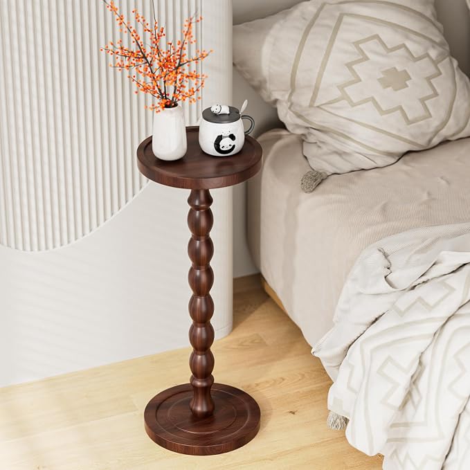 2 Pack Solid Wood Drink Table, Rubber Wood‌ Small Round Side Table - Image 8