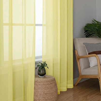 Goose Yellow Sheer Curtains 96 Inches Long 2 Panels, Rod Pocket Light Filtering - Image 4