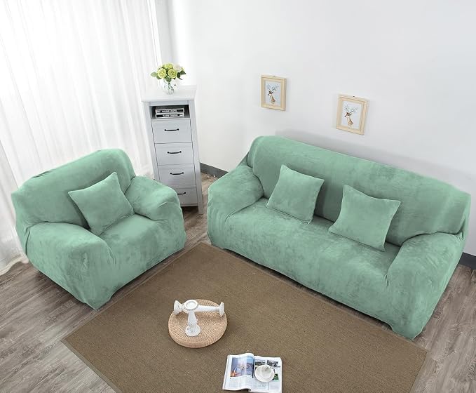 vctops 1-Piece Velvet Plush Stretch Chair Sofa Slipcover Soft Fuzzy Fluffy - Image 4